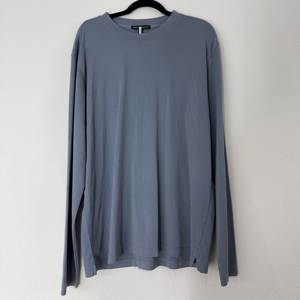 Robert Barakett Mens Long Sleeve Shirt Large Blue Soft Crewneck Casual Tee